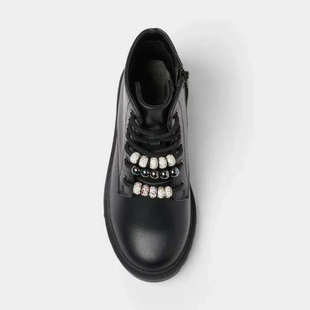 Girls' Bronx Lace-Up Combat Boots by art class Black Size 3 New With Tags